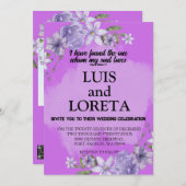 聖なる書物、 経典結婚式招待状カード私は紫を見つけた 招待状 (正面/裏面)