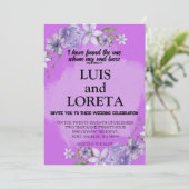 聖なる書物、 経典結婚式招待状カード私は紫を見つけた 招待状 (スタンド正面)