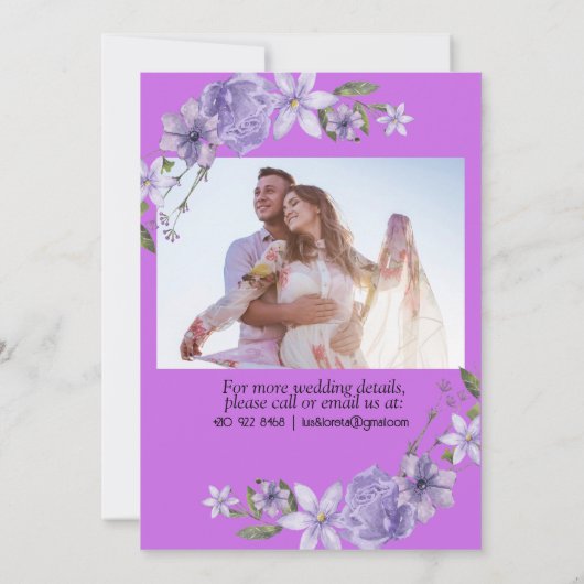 聖なる書物、 経典結婚式招待状カード私は紫を見つけた 招待状 (裏面)