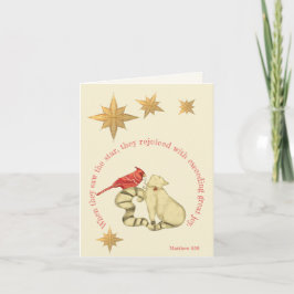 聖なる書物、 経典聖書クリスマスネコと(鳥)ショウジョウコウカンチョウ シーズンカード