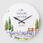聖なる書物、 経典詩篇25:1,I put My Trust Bluebird Art ラージ壁時計 (正面)