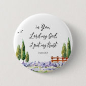 聖なる書物、 経典詩篇25:1,I put My Trust Bluebird Art 缶バッジ (正面)