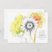 聖なる書物、 経典詩篇40祈りの言葉カードイエローサンフラワー ポストカード (正面/裏面)