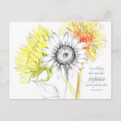 聖なる書物、 経典詩篇40祈りの言葉カードイエローサンフラワー ポストカード (正面)