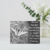 聖なる書物、 経典詩篇63:7 W/蝶 ポストカード (スタンド正面)