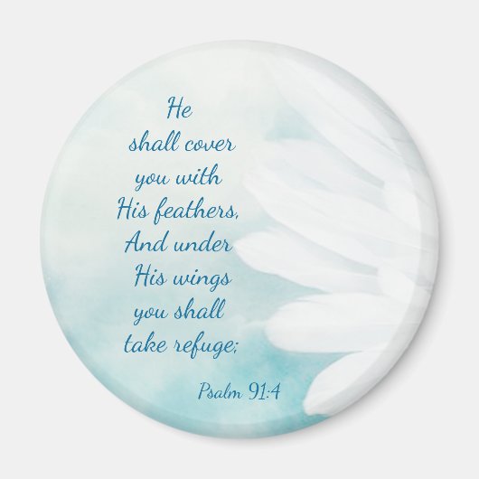 聖なる書物、 経典詩篇91:4彼の翼の下の避難Verse マグネット (正面)