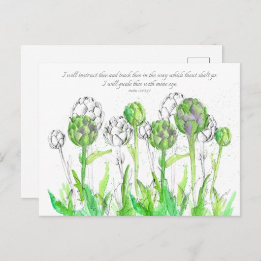 聖なる書物、 経典詩編32祈りの言葉カードアーティチョークヴェグ ポストカード (正面/裏面)