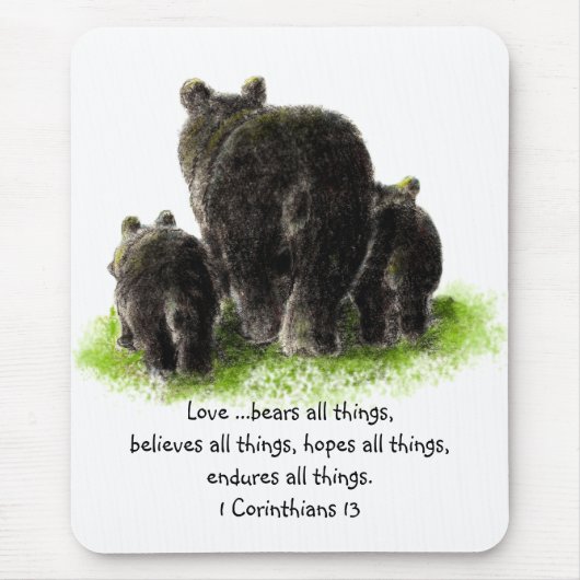 聖なる書物、 経典1コリント13:4愛は マウスパッド (正面)