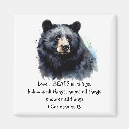 聖なる書物、 経典1コリント13:4愛は マグネット (正面)