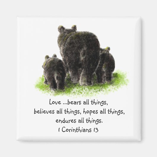 聖なる書物、 経典1コリント13:4愛は マグネット (正面)