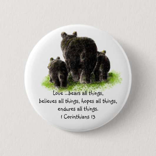 聖なる書物、 経典1コリント13:4愛は 缶バッジ (正面)