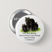 聖なる書物、 経典1コリント13:4愛は 缶バッジ (正面&裏面)