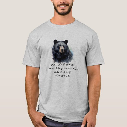 聖なる書物、 経典1コリント13:4愛は Tシャツ (正面)