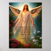 聖なる書物、 経典、クリスチャン・エンジェル、ピンクの花を追加 ポスター (正面)