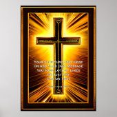 聖なる書物、 経典、ブラウン、ゴールデンクリスチャンの十字架を追加 ポスター (正面)