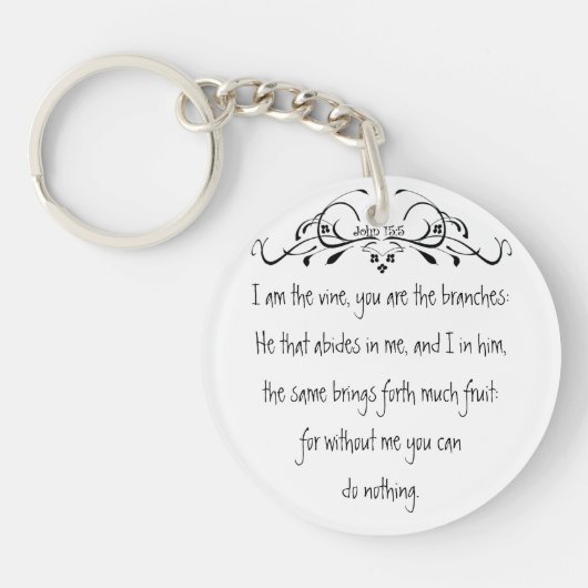 聖なる書物、 経典、ヨハネ5:15わたしはつる植物だ感動的 キーホルダー (正面)