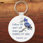 聖なる書物、 経典、男性の漁師、感動的引用文 キーホルダー (正面)