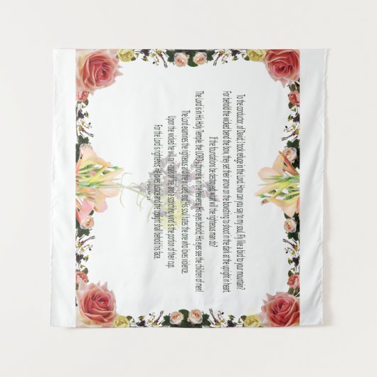 聖なる書物、 経典、詩篇11章カラフル花 タペストリー (正面(横))