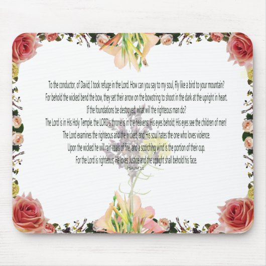 聖なる書物、 経典、詩篇11章カラフル花 マウスパッド (正面)