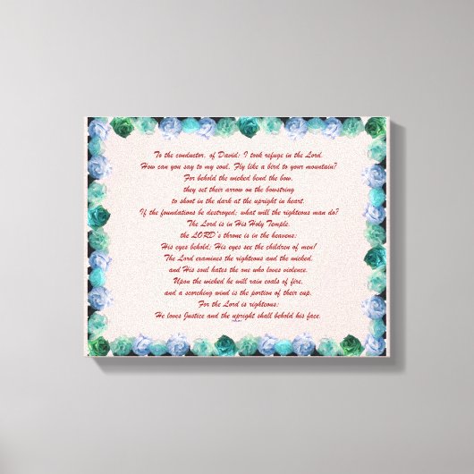聖なる書物、 経典、詩篇11節、聖書の詩。 キャンバスプリント (正面)