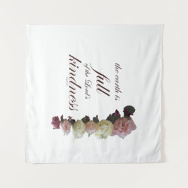 聖なる書物、 経典、詩篇33、白とピンクのバラ タペストリー