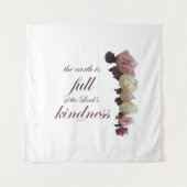 聖なる書物、 経典、詩篇33、白とピンクのバラ タペストリー (正面)