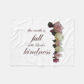 聖なる書物、 経典、詩篇33、白とピンクのバラ フリースブランケット (正面(横))