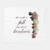 聖なる書物、 経典、詩篇33、白とピンクのバラ フリースブランケット (正面(横))