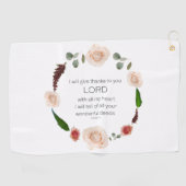 聖なる書物、 経典、詩篇9、すべての素晴らしい行いを主 ゴルフタオル (横)