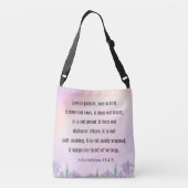 聖なる書物、 経典、1コリント13 4-5、 クロスボディバッグ (裏面)