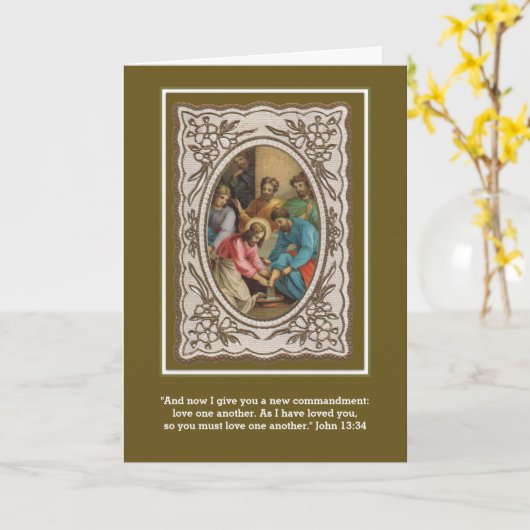 聖なる木曜日マンディ宗教的イエス使徒 カード (黄色い花)