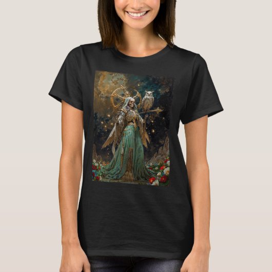 聖なる死の女神　サンタ・ムエルテ Tシャツ (正面)