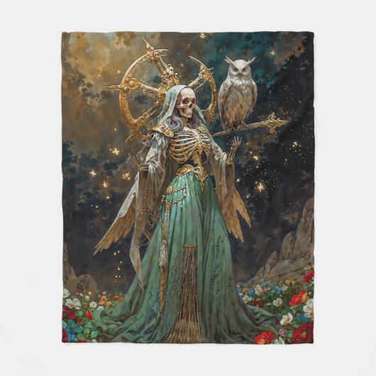 聖なる死の女神 聖ムエルテ フリースブランケット (正面)