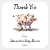 聖なる牛かわいい農場動物の赤ちゃんシャワーありがとう スクエアシール (正面)