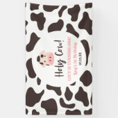 聖なる牛さん、私は1歳になる！ 初めての誕生日パーティー 横断幕 (縦)