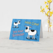 聖なる牛それはあなたの誕生日ホルスタインのグリーティングカード カード (黄色い花)