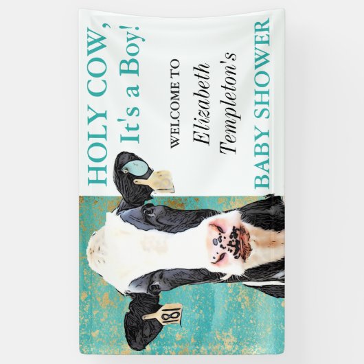 聖なる牛それは男の子の赤ちゃんシャワーHolsteinだ 横断幕 (縦)