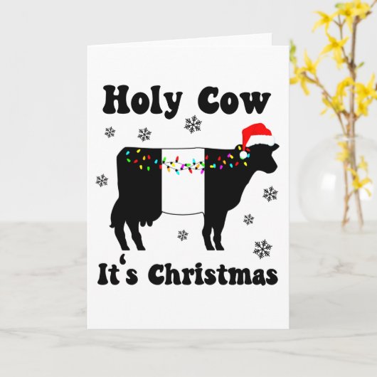 聖なる牛のクリスマス ベルトギャロウェイ ベルティー牛 カード (黄色い花)