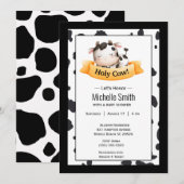 聖なる牛のジェンダーニュートラルベイビーシャワー 招待状 (正面/裏面)