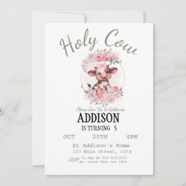 聖なる牛の女の子の5歳の誕生日招待状 招待状