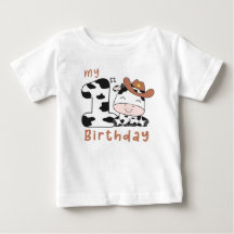 聖なる牛の少年 1歳の誕生日パーティー 赤ちゃんTシャツ