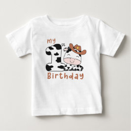 聖なる牛の少年 1歳の誕生日パーティー 赤ちゃんTシャツ ベビーTシャツ