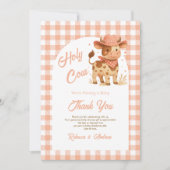 聖なる牛の我々はベビーの桃素朴のプレイドを持っている サンキューカード (正面)