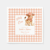 聖なる牛の我々はベビーの桃素朴の格子毛を持っている スタンダードカクテルナプキン (正面)