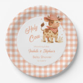 聖なる牛の我々はベビーの桃素朴の格子毛を持っている ペーパープレート (正面)
