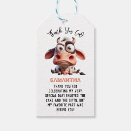 聖なる牛の戯画I'm One女性のカーボーイ1歳の誕生日 ギフトタグ