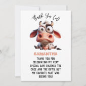 聖なる牛の戯画I'm One女性のカーボーイ1歳の誕生日 サンキューカード (正面)