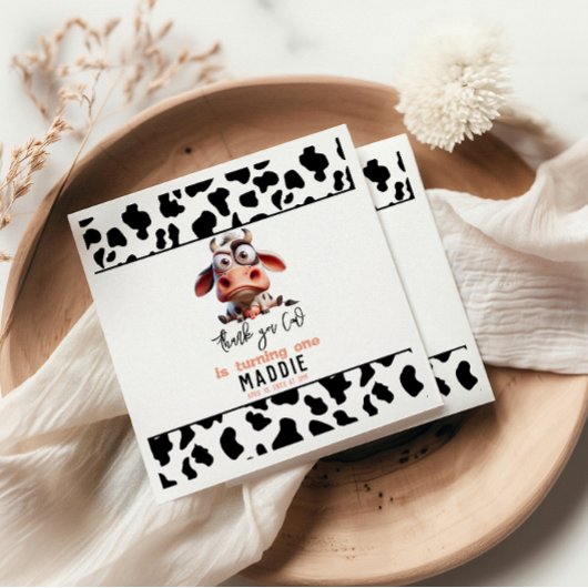 聖なる牛の戯画I'm One女性のカーボーイ1歳の誕生日 スタンダードカクテルナプキン