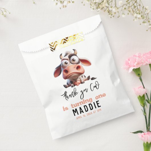 聖なる牛の戯画I'm One女性のカーボーイ1歳の誕生日 フェイバーバッグ (封をした状態)