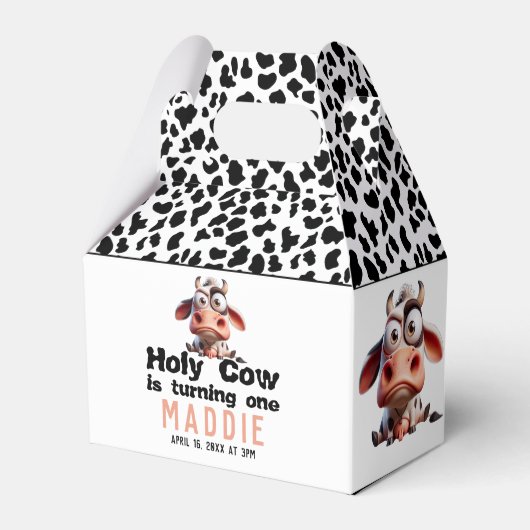 聖なる牛の戯画I'm One女性のカーボーイ1歳の誕生日 フェイバーボックス (正面サイド)